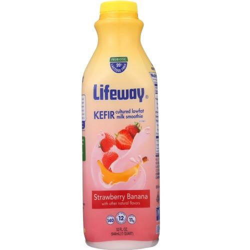 Lifeway Low Fat Strawberry Banana, 32 Oz (Pack of 6)