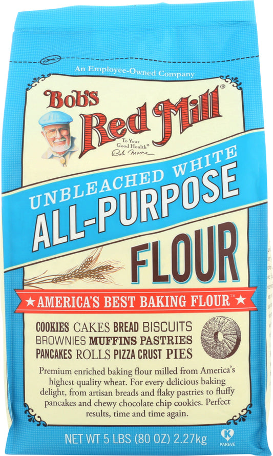 Bob's Red Mill Unbleached White Flour, 5 lb (Pack of 4)