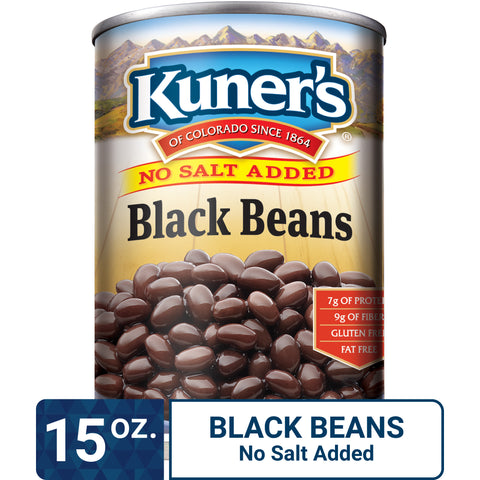 Kuner's Black Beans No Salt Added, 15oz (Pack of 12)