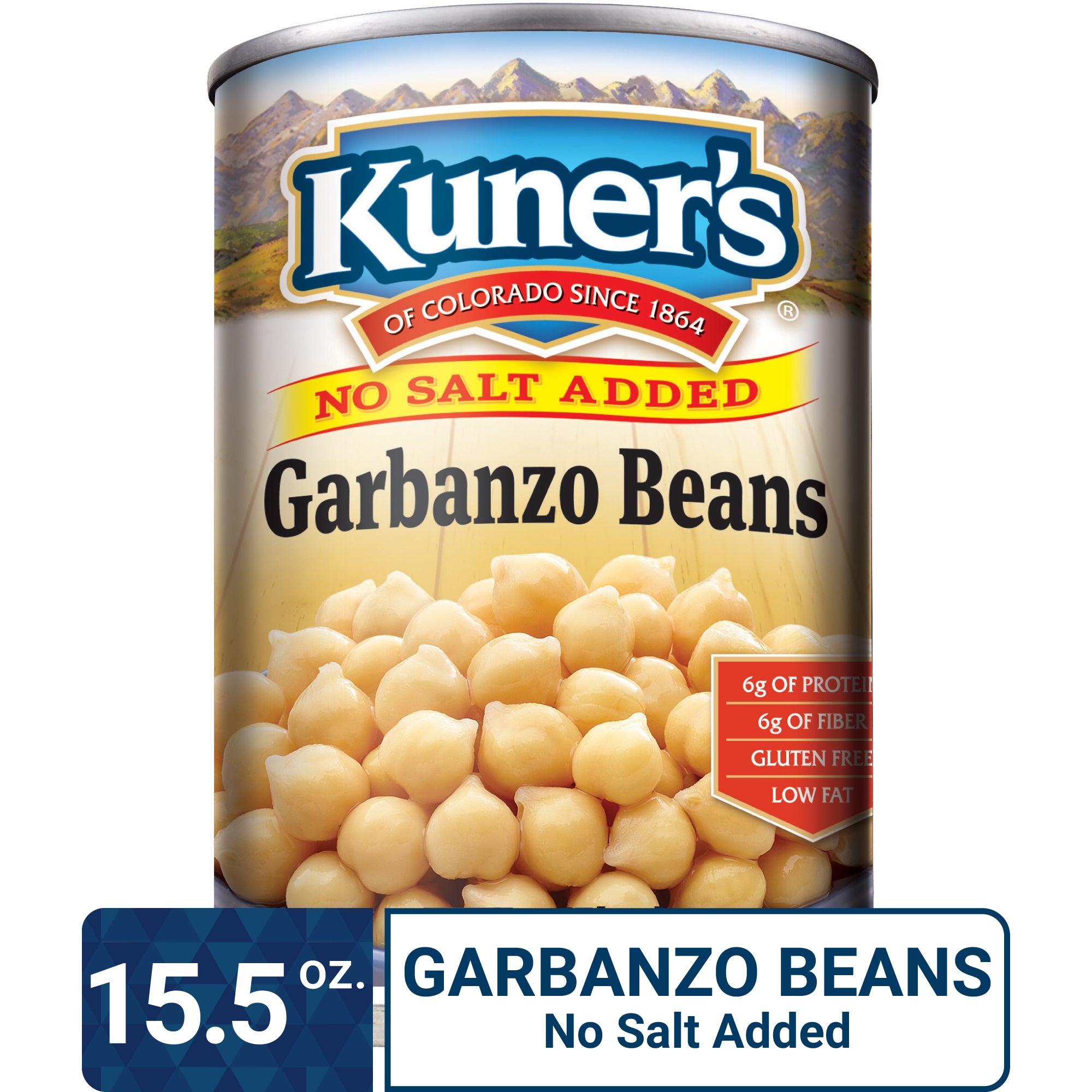 Kuner's Garbanzo Beans No Salt Added, 15.5oz (Pack of 12)