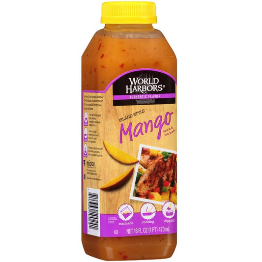 World Harbors Island Mango Sauce & Marinade 16 Oz Squeeze (Pack of 6)