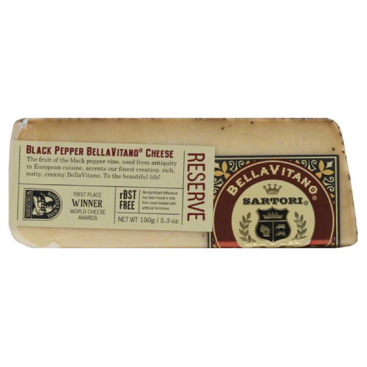 Sartori Black Pepper BellaVitano Cheese, 5.3 Oz (Pack of 12)