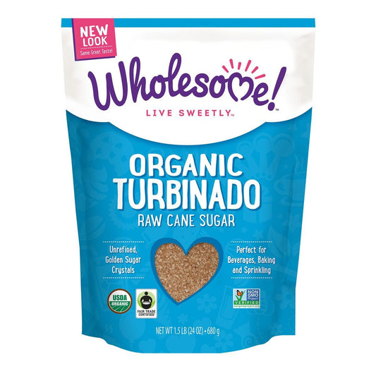 Wholesome Sweeteners Raw Cane Sugar Organic Turbinado, 24 Oz (Pack of 12)