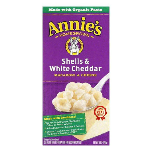 Annies Homegrown Organic ShellS&White Cheddar, 6 OZ (Pack of 12)