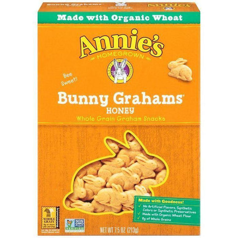 Annie's Homegrown Bunny Grahams Honey Whole Grain Graham Snacks 7.5 Oz (Pack of 12)