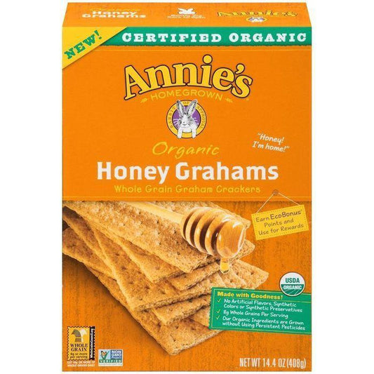 Annie's Homegrown Organic Honey Grahams Whole Grain Graham Crackers 14.4 Oz (Pack of 12)