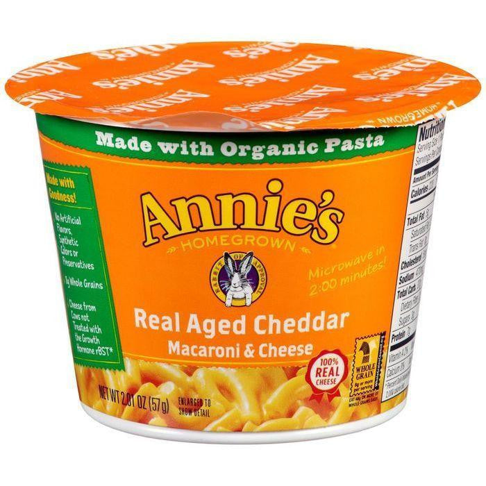 Annie's Homegrown Real Aged Cheddar Macaroni & Cheese 2.01 Oz Microcup (Pack of 12)