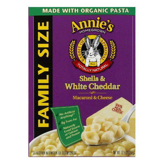 Annies Homegrown White Cheddar Shells Family Size, 10.5 OZ (Pack of 6)