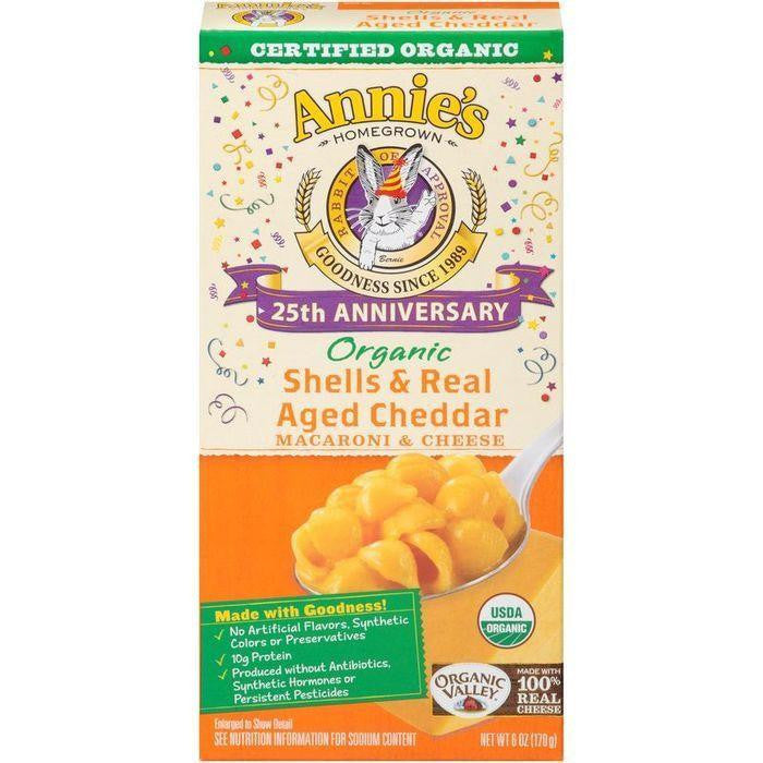 Annie's Homegrown 25th Anniversary Edition Organic Shells & Real Aged Cheddar Macaroni & Cheese 6 Oz (Pack of 12)