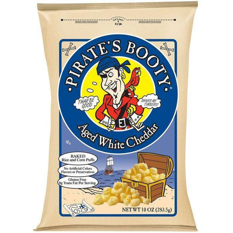 Pirate's Booty Aged White Cheddar Rice and Corn Puffs 10 Oz Bag (Pack of 6)