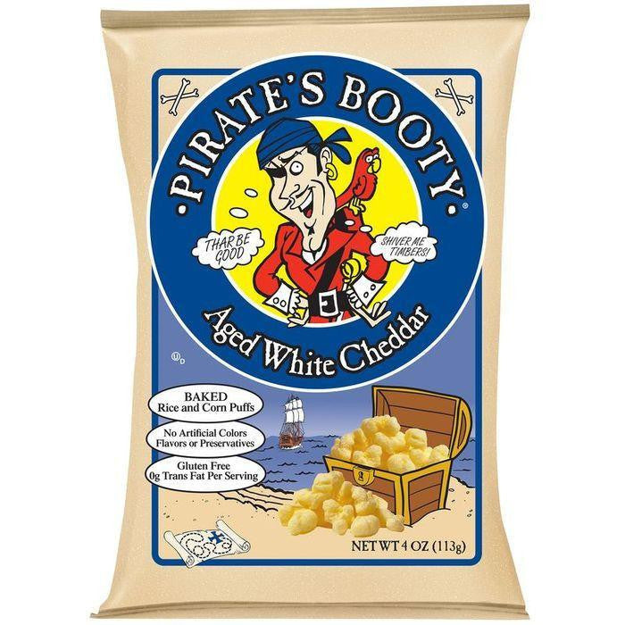 Pirate's Booty Aged White Cheddar Rice and Corn Puffs 4 Oz Bag (Pack of 12)