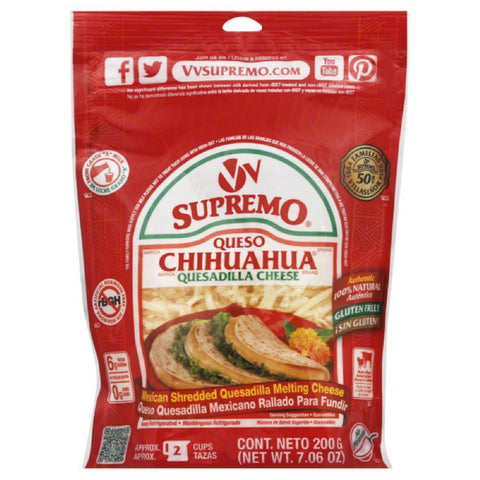 Supremo Mexican Shredded Quesadilla Melting Cheese, 7 Oz (Pack of 12)