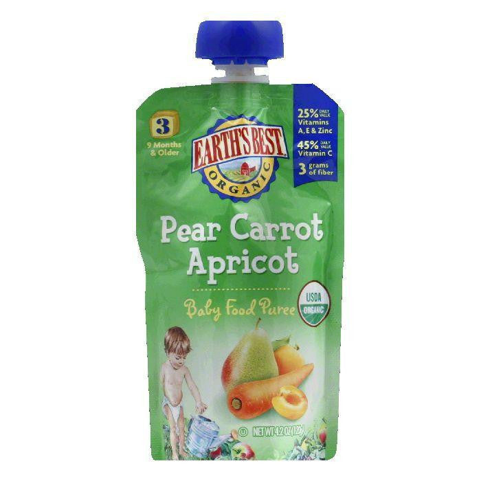 Earths Best Baby Puree Carrot Apricot Organicanic, 4.2 OZ (Pack of 12)