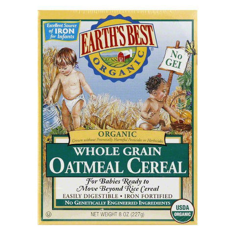 Earth's Best Cereal Whole Grain Oatmeal, 8 OZ (Pack of 12)