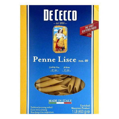 De Cecco No. 40 Penne Lisce, 1 lb (Pack of 12)