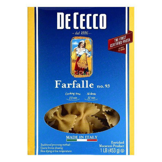 De Cecco No. 93 Farfalle, 1 lb (Pack of 12)