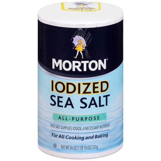 Morton All-Purpose Iodized Sea Salt 26 Oz Pour Spout (Pack of 12)