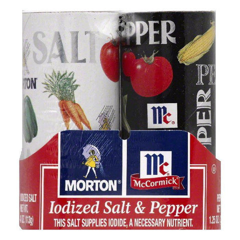 Morton Salt & Pepper Shakers 2 pack, 5.25 OZ (Pack of 12)