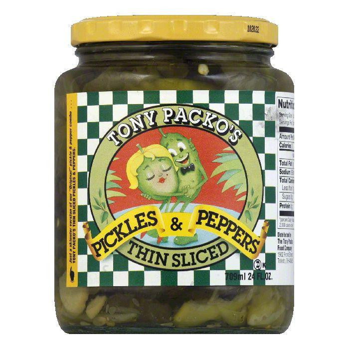 Tony Packo Thin Sliced Pickles & Pepppers, 24 OZ (Pack of 12)