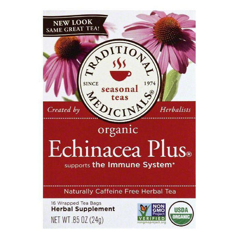 Traditional Medicinals Wrapped Tea Bags Organic Echinacea Plus Herbal Tea, 16 ea (Pack of 6)