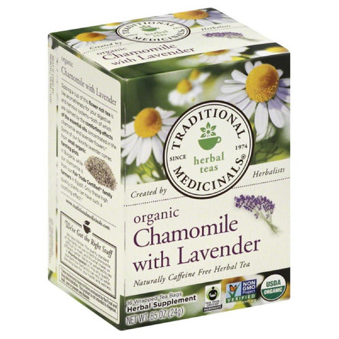 Traditional Medicinals Chamomile with Lavender Naturally Caffeine Free Herbal Tea Tea Bags, 16 Bg (Pack of 6)