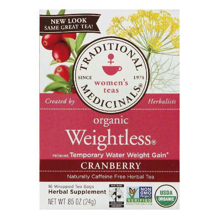 Traditional Medicinals Wrapped Bags Naturally Caffeine Free Cranberry Weightless Organic Herbal Tea, 16 ea (Pack of 6)
