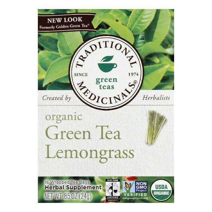 Traditional Medicinals Wrapped Bags Lemongrass Organic Green Tea, 16 ea (Pack of 6)