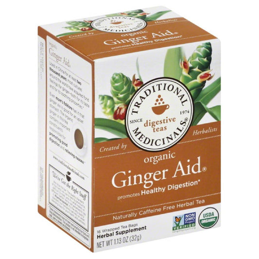 Traditional Medicinals Ginger Aid Naturally Caffeine Free Herbal Tea Tea Bags, 16 Bg (Pack of 6)
