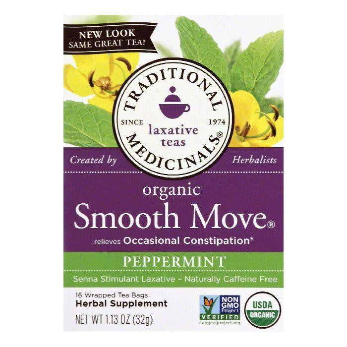 Traditional Medicinals Smooth Move Peppermint Senna Stimulant Laxative Tea, 16 BG (Pack of 6)