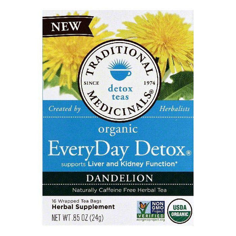 Traditional Medicinals Wrapped Tea Bags Dandelion EveryDay Detox Detox Teas, 16 ea (Pack of 6)