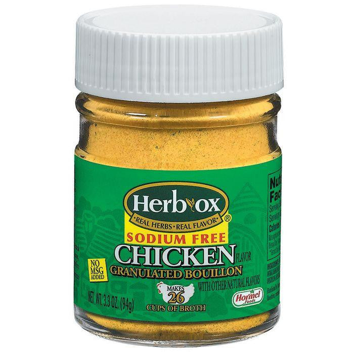 HERB-OX Granulated Chicken Sodium Free Bouillon 3.3 OZ (Pack of 12)