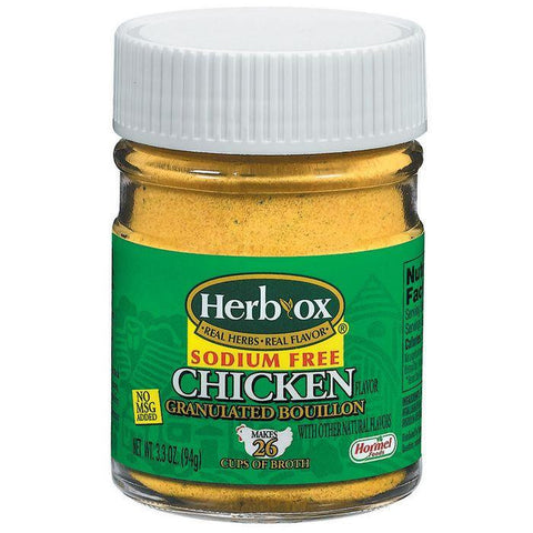 HERB-OX Granulated Chicken Sodium Free Bouillon 3.3 OZ (Pack of 12)