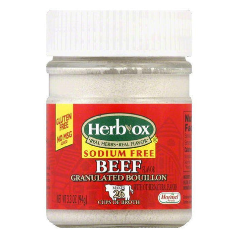 Herbox Granular Sodium Free Beef Bouillon, 3.3 OZ (Pack of 12)