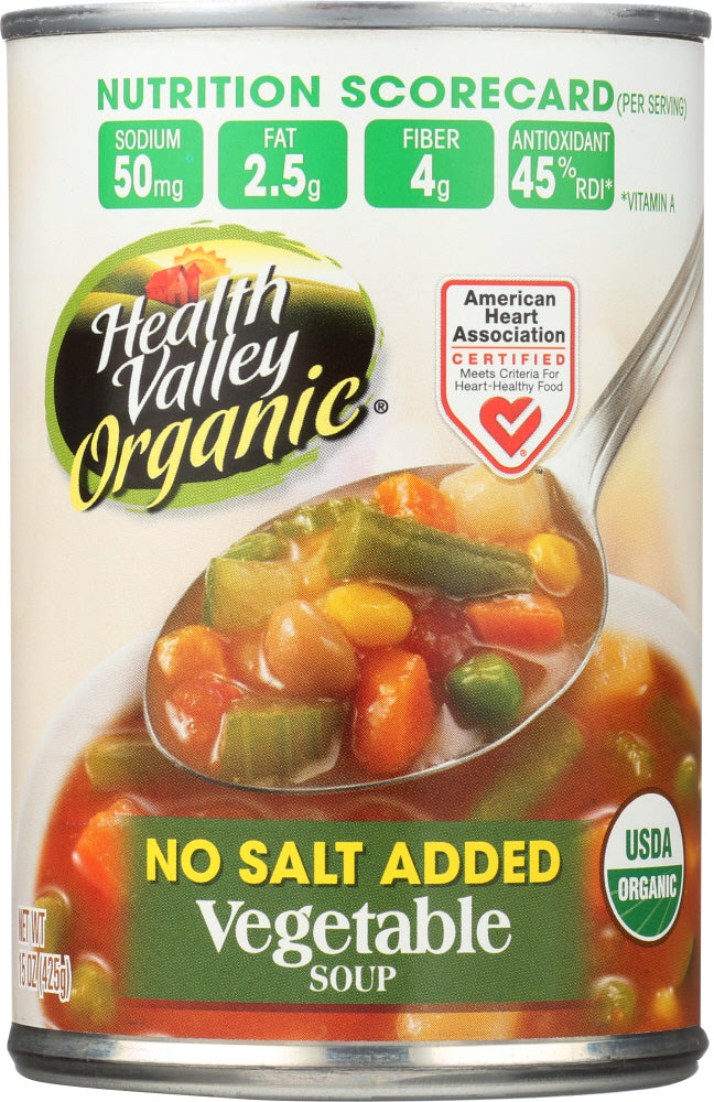 Health Valley No Salt Added Organic Vegetable Soup, 15 Oz (Pack of 12)