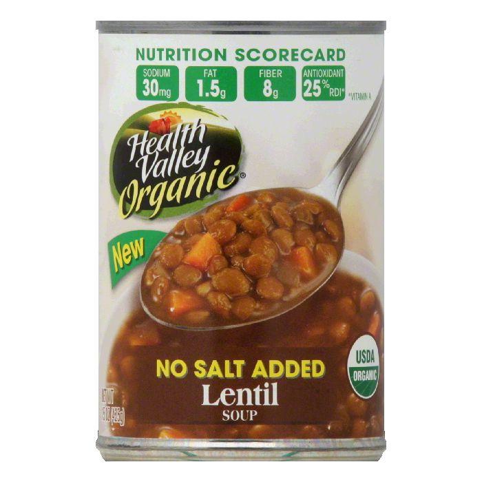 Health Valley Soup Lentil No Salt Organic, 15 OZ (Pack of 12)