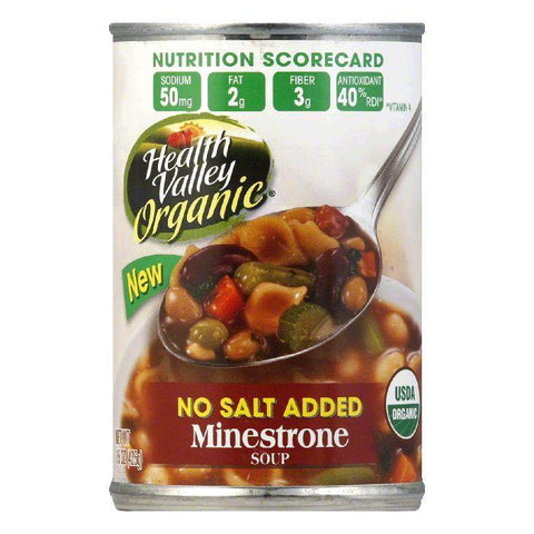 Health Valley Soup Minestrone No Salt Organic, 15 OZ (Pack of 12)