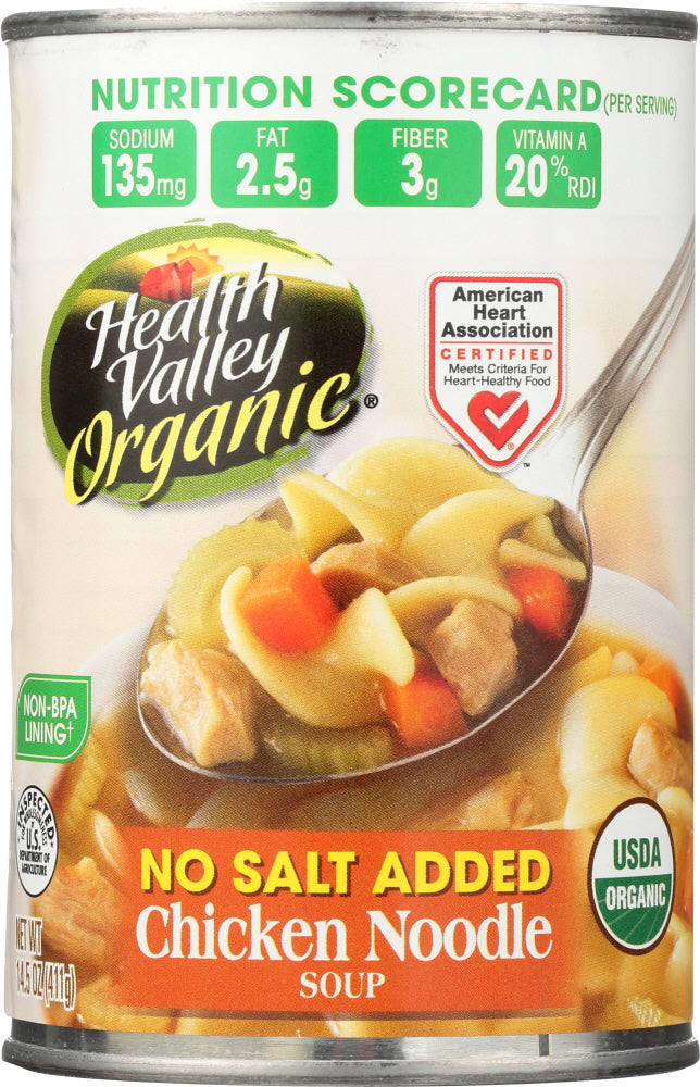 Health Valley No Salt Added Organic Chicken Noodle Soup, 15OZ (Pack of 12)