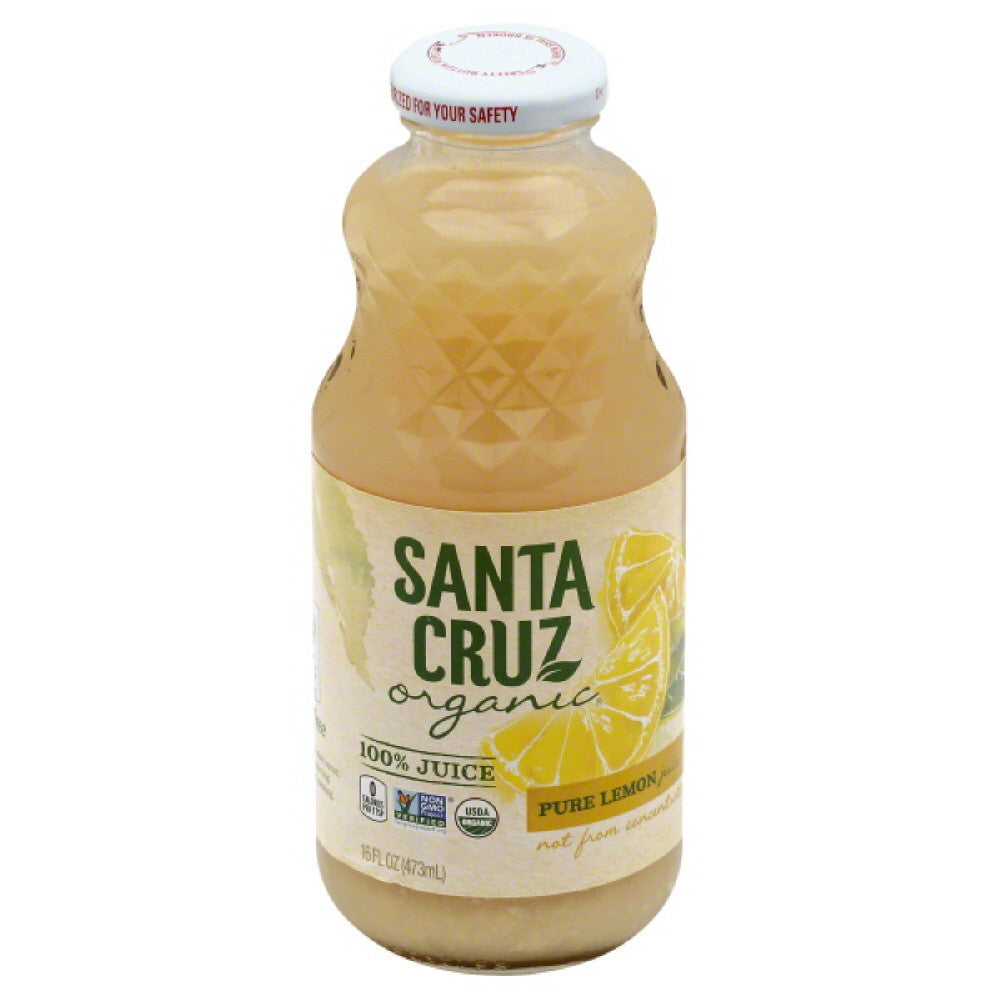 Santa Cruz Pure Lemon 100% Juice, 16 Fo (Pack of 8)