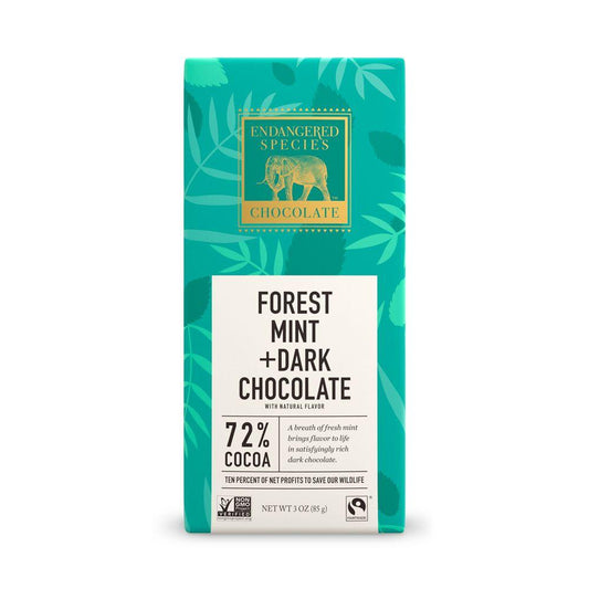 Endangered Species Chocolate, Forest Mint + Dark Chocolate, 72% Cocoa, 3 oz (Pack of 12)