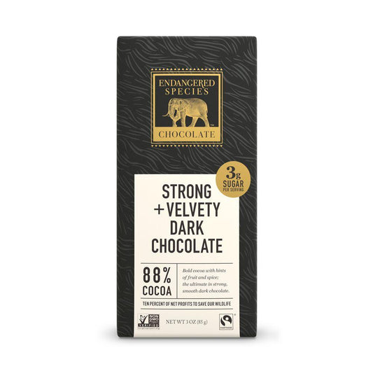 Endangered Species Chocolate, Strong + Velvety Dark Chocolate, 88% Cocoa, 3 oz (Pack of 12)