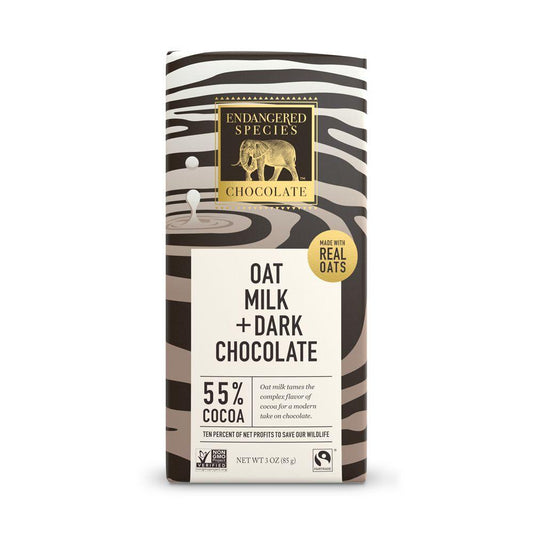 Endangered Species Chocolate, Oat Milk + Dark Chocolate, 55% Cocoa, 3 oz (Pack of 12)