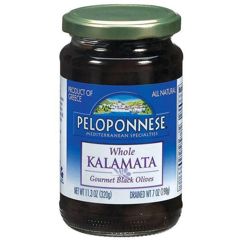 PELOPONNESE Kalamata Whole Gourmet Black Olives 7 OZ (Pack of 6)