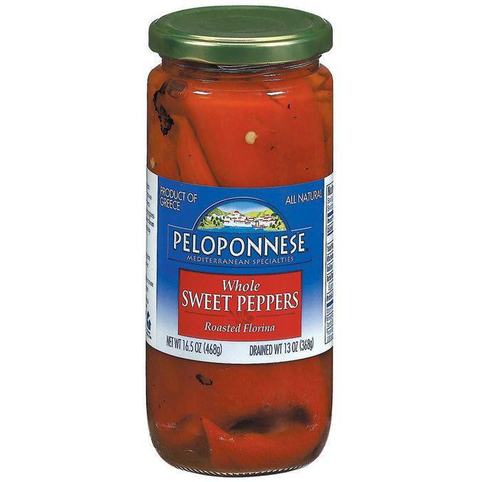 PELOPONNESE Roasted Florina Whole Sweet Peppers 13 OZ (Pack of 6)