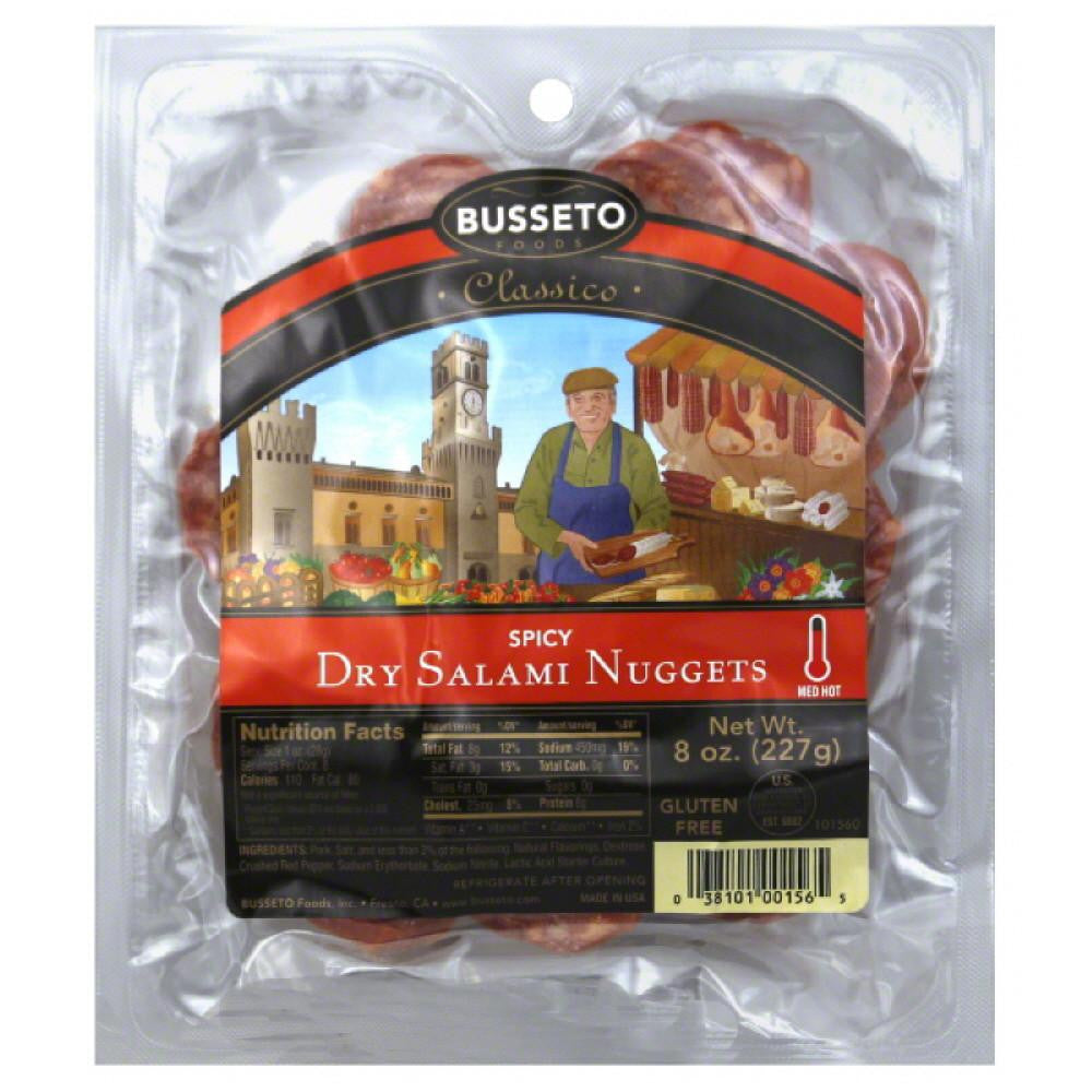 Busseto Med Hot Spicy Dry Salami Nuggets, 8 Oz (Pack of 12)
