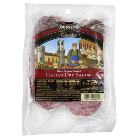 Busseto Black Pepper Coated Italian Dry Salami, 8 Oz (Pack of 12)