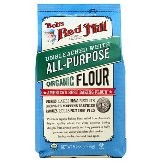 Bobs Red Mill Unbleached White Organic All-Purpose Flour, 5 Lb (Pack of 4)