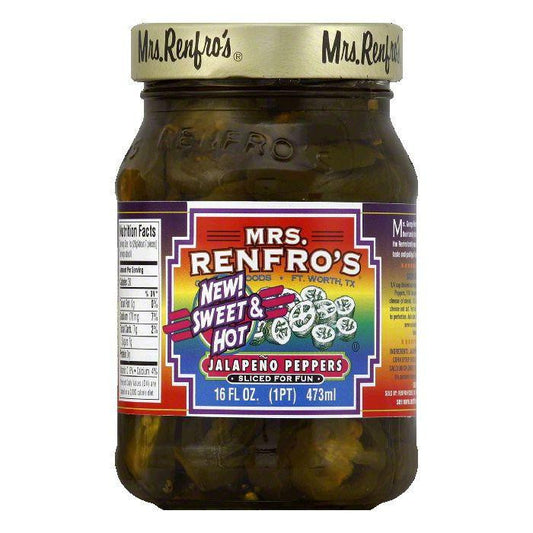 Mrs Renfros Sweet & Hot Jalapeno Peppers, 16 Oz (Pack of 6)