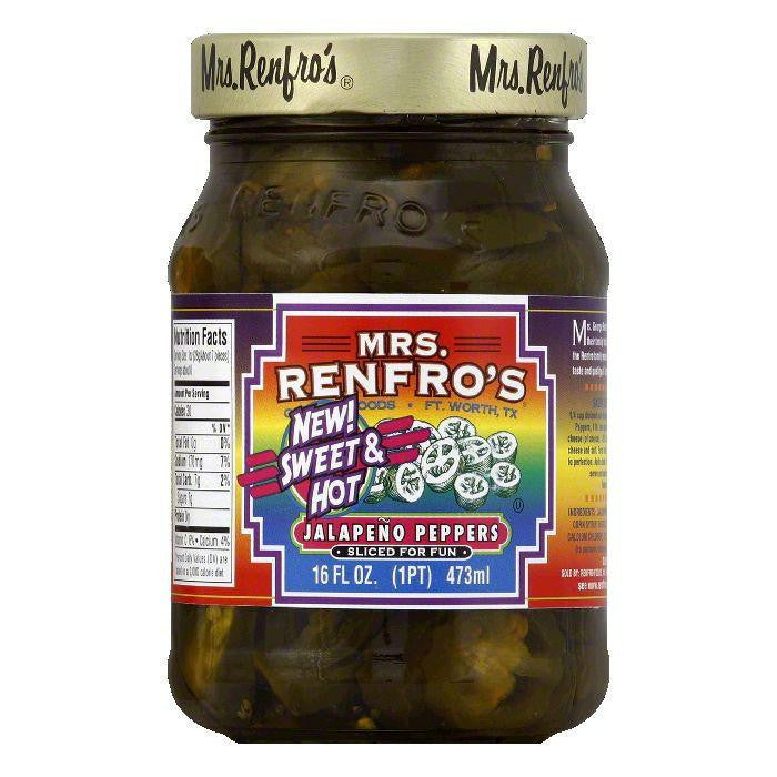 Mrs Renfros Sweet & Hot Jalapeno Peppers, 16 Oz (Pack of 6)