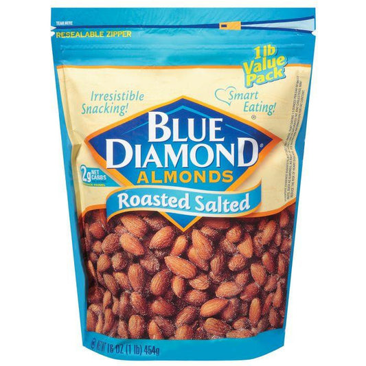 Blue Diamond Roasted Salted Value Pk Almonds 16 Oz Stand Up Bag (Pack of 6)