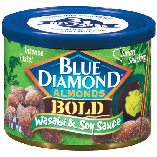 Blue Diamond Bold Wasabi & Soy Sauce Almonds 6 Oz (Pack of 12)